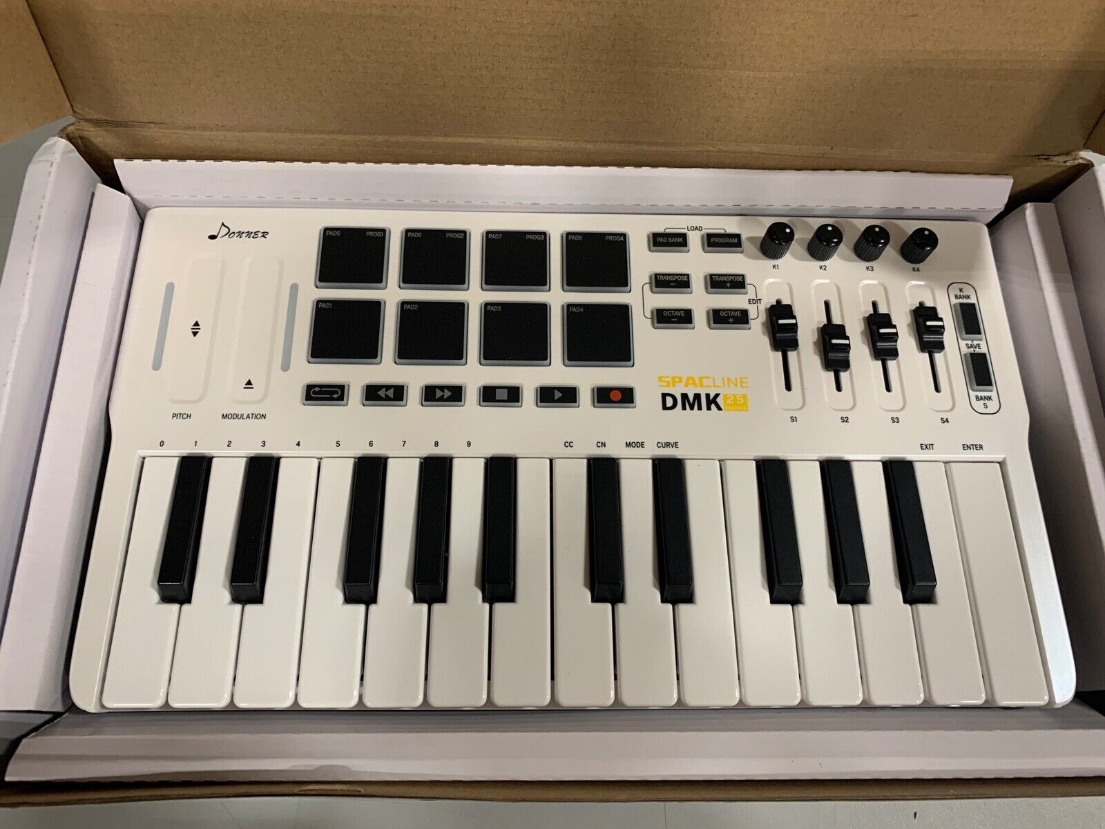Donner Spacline DMK 25 Mini Midi Keyboard, White