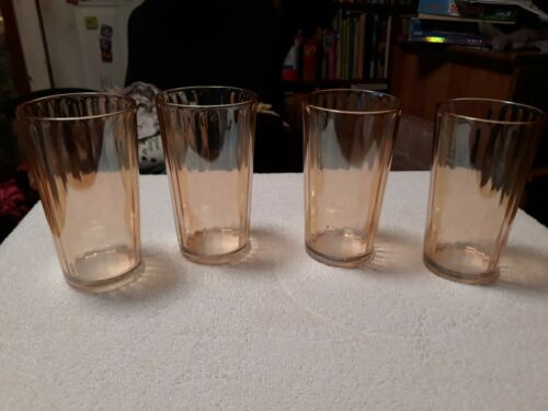 Set Of 4 Marigold Carnival Glass Tumblers 5 Inches