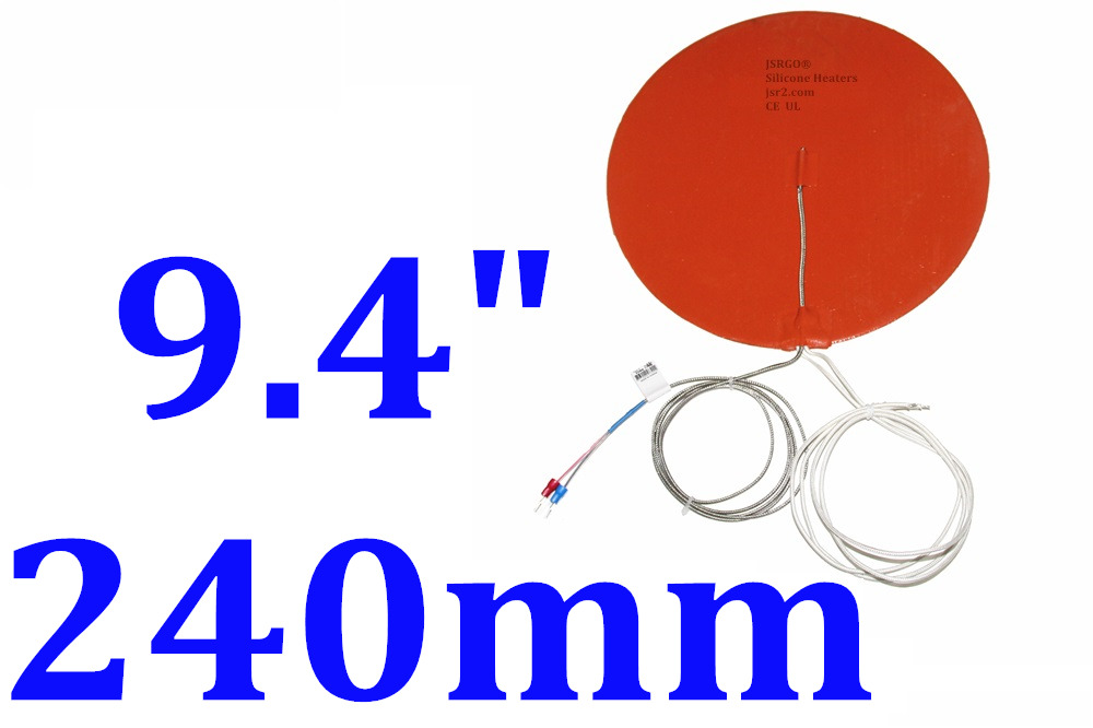 9.4"  240mm Round 80w W/ 3m W/ K Type Thermocouple Jsrgo Ce Ul Silicone Heater