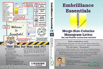 Embrilliance Essentials Machine Embroidery Software Win&mac Lettering Editing+++