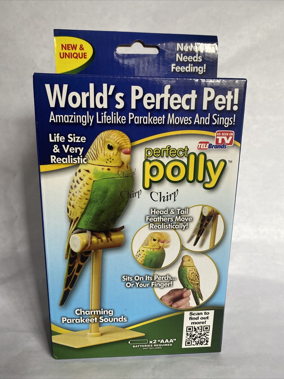World's Perfect Polly Parakeet Pet Bird Moves & Sings As Seen On Tv Telebrands