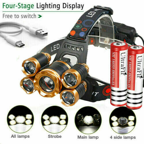 990000LM 5X T6 LED Headlamp Rechargeable Head Light Flashlight Torch Lamp USA