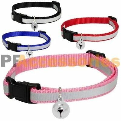 Adjustable Reflective Breakaway Nylon Cat Safety Collar With Bell For Cat Kitten
