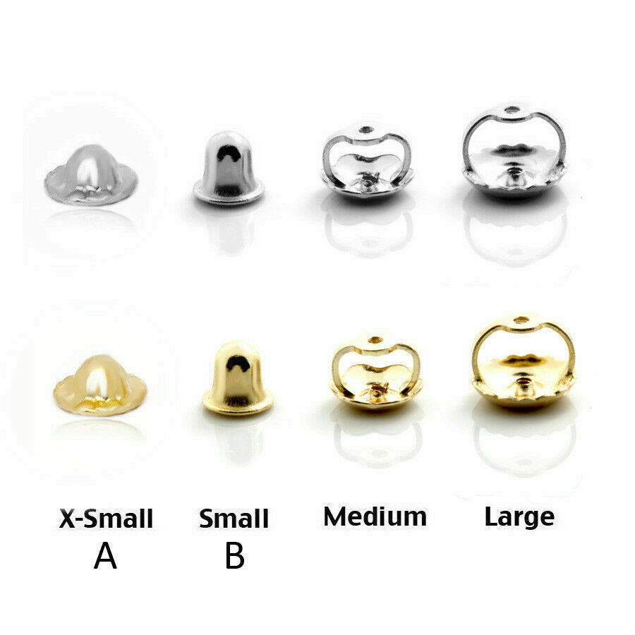 14k Solid White & Yellow Gold Screw Backs Earrings Nut Replacement Findings