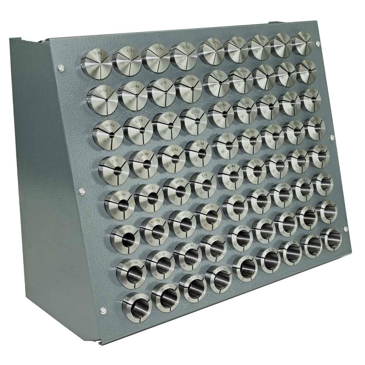 72 Pc. Precision Inch 5-c Collet Set W/rack, 1/64″ To 1-1/8" 1/64th Sizes 5 C