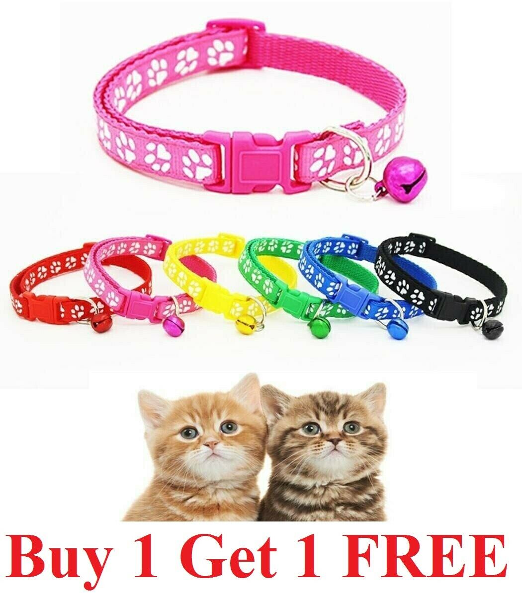 Adjustable   Nylon Cat Safety Collar With Bell For Cat Kitten Small Dog
