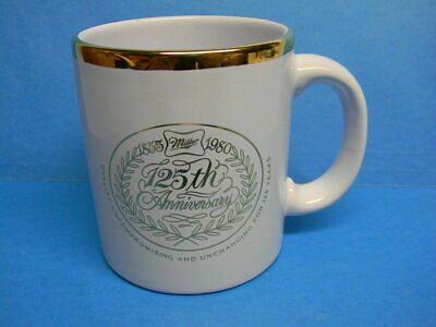 Vintage 1855-1980 Miller High Life Beer Gold Glass Coffee Mug 125th Anniversary