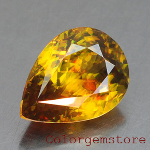 4.92ct *rare Quality* Awesome Yellow With Multi 5a Luster Pear Natural Sphene
