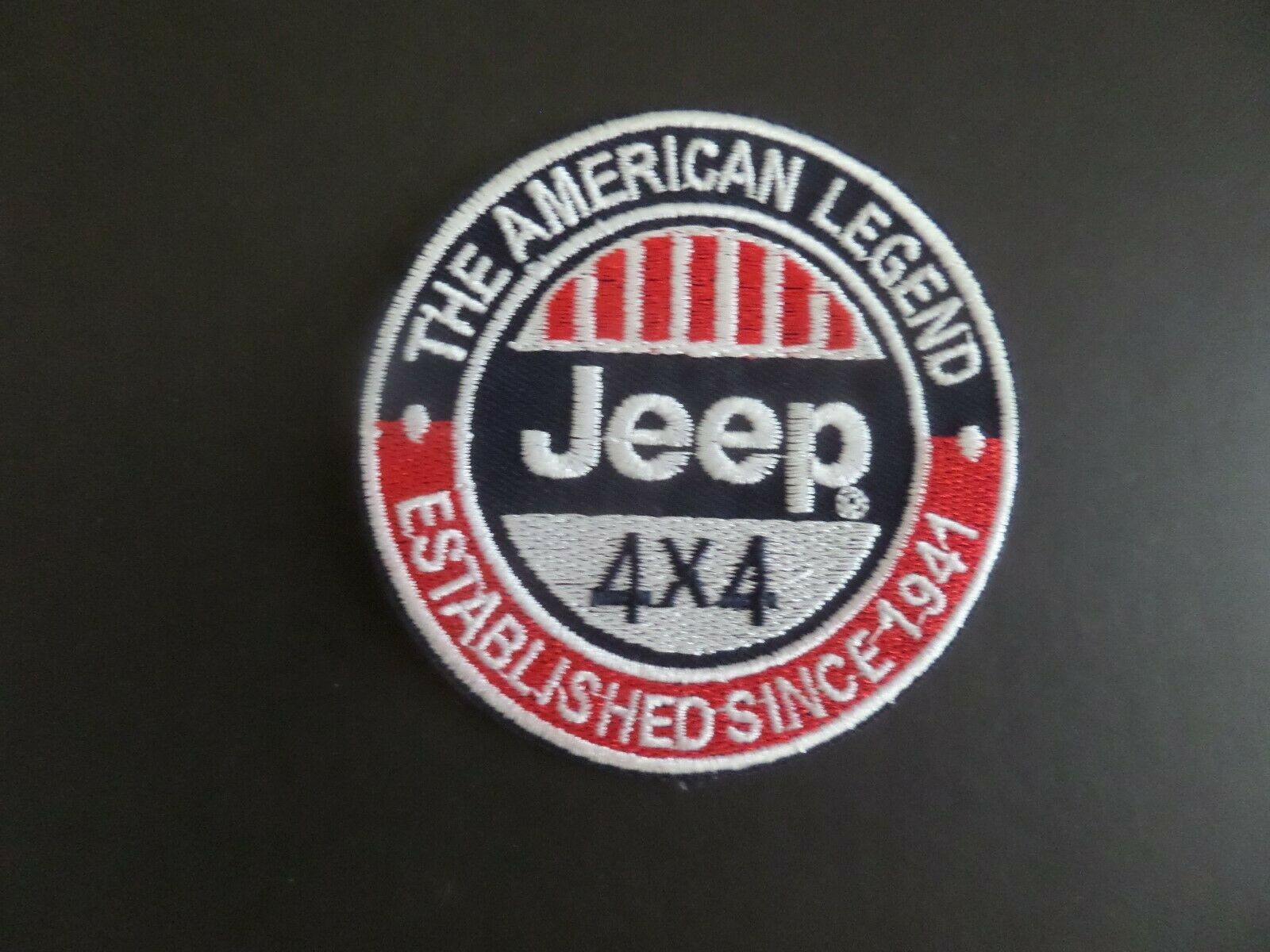 Jeep 4 X 4 -" Auto Blue  & Red Embroidered Iron On Patches 3 X 3