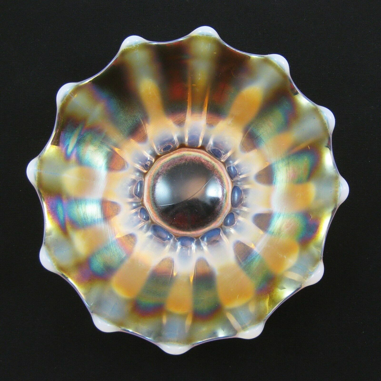 Westmoreland Corinth Peach Opal Carnival Glass Bowl