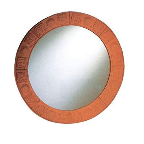 New Generation Large Round Mirror With Embossed Terra Cotta Border