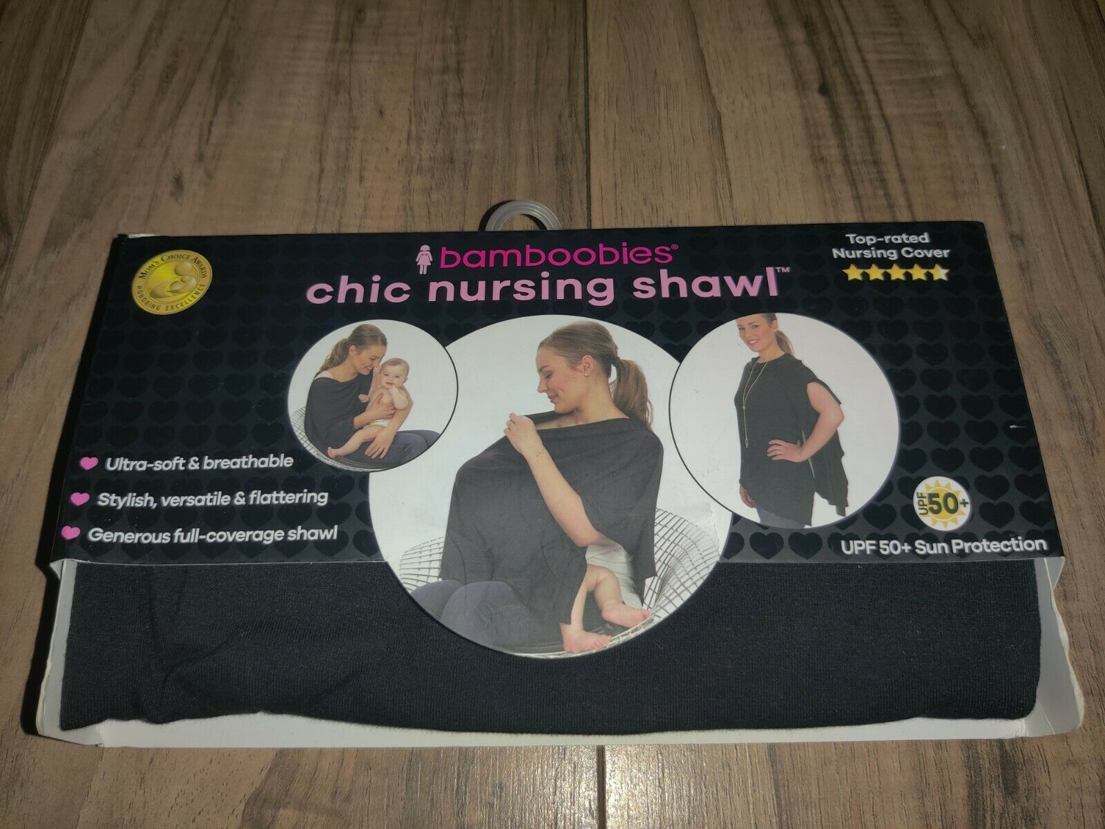 bamboobies Chic Nursing Shawl for Breastfeeding - Car Seat Cover UPF 50+ Black