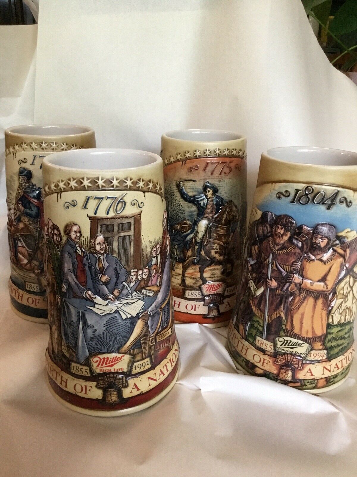 Miller High Life Birth Of A Nation Commemorative Steins Set Of 4