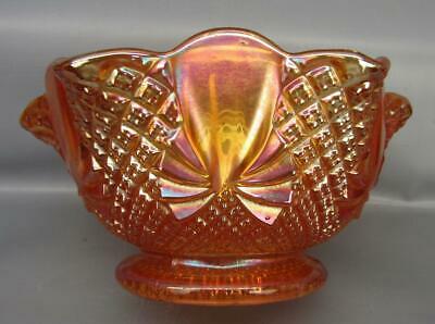 7436 Sowerby Pineapple Marigold Foreign Carnival Glass Ruffled Open Sugar